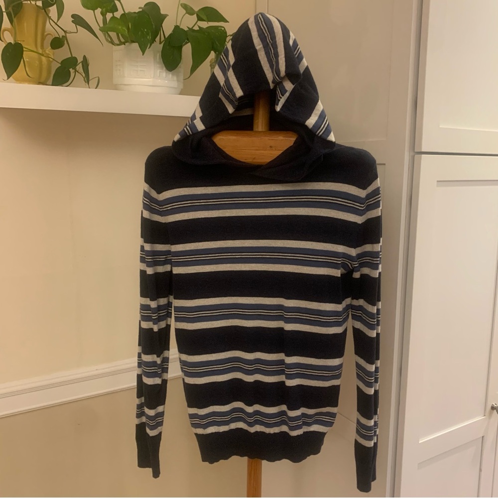 Vince Men’s Striped Hoodie Size XS Blue White Black